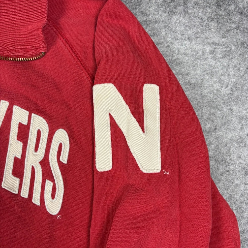 Banner Supply Co Nebraska Cornhuskers Quarter Zip Sweatshirt Red Mens XXL Raglan - Picture 4 of 7